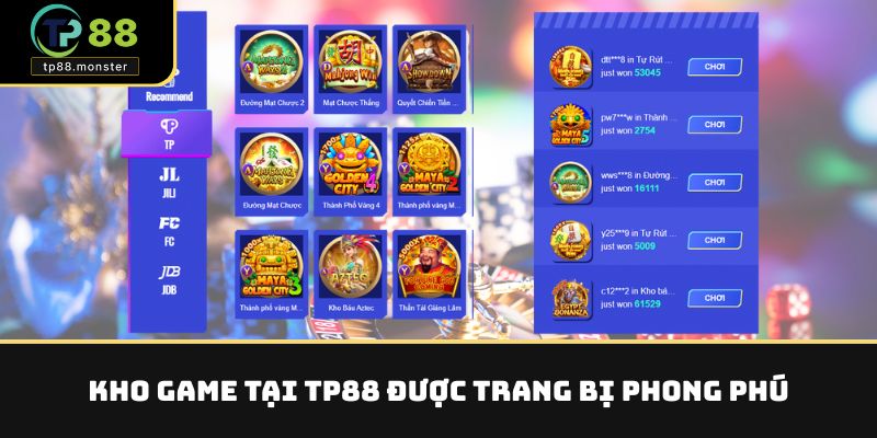 Kho game tại TP88 được trang bị phong phú